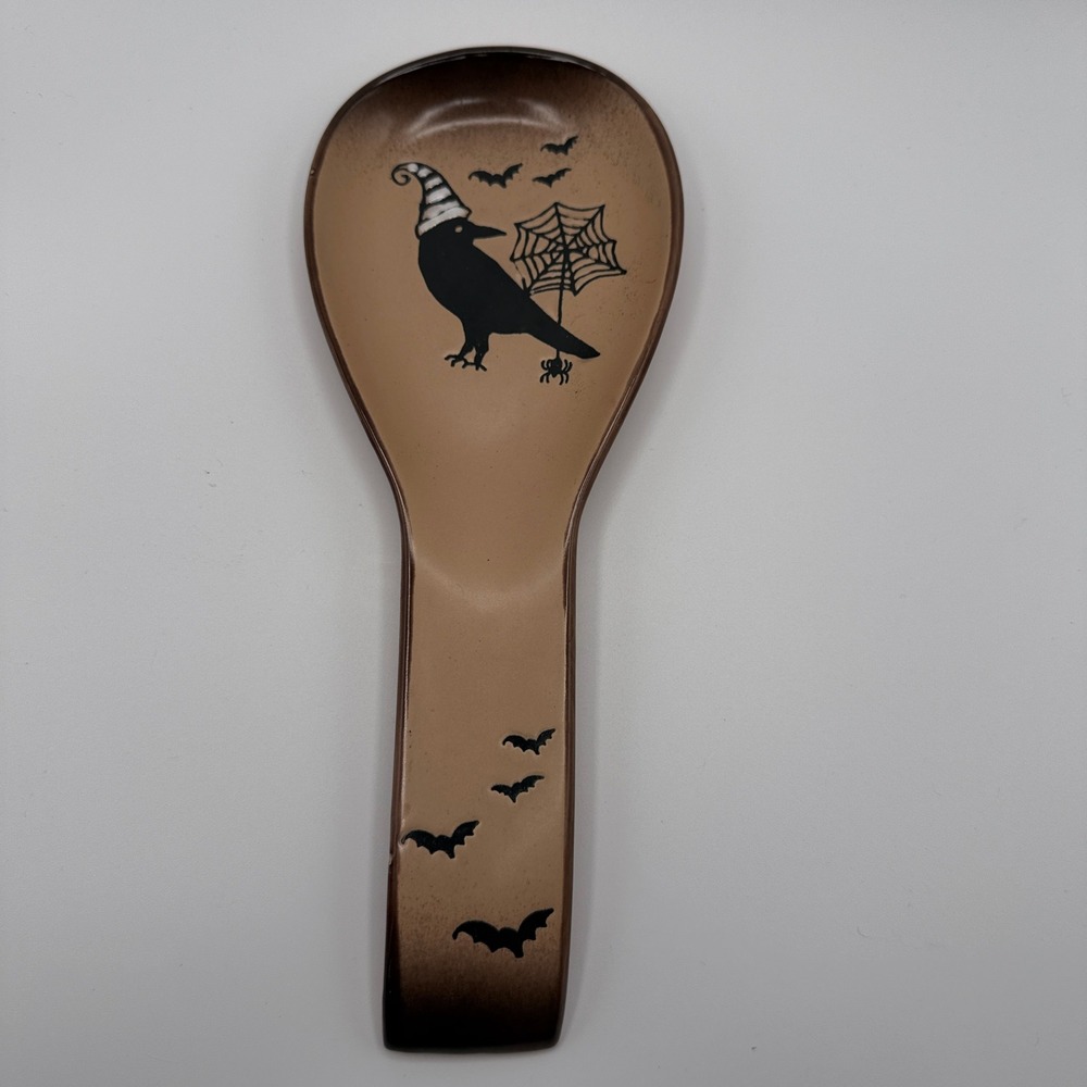 Halloween Ceramic Spoon Rest Halloween Crow Spiderweb In Homestylez Witchy Goth